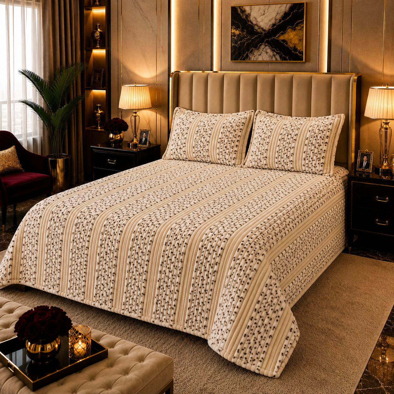 Ultra Soft Bubble Stripe Fleece Bed Sheet