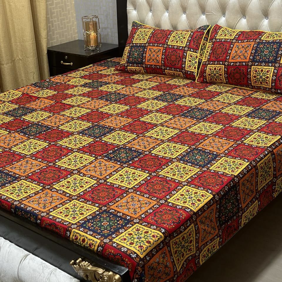 ๐ฏ๐ Bed sheet Cotton Satin King size (95*90) Premium Quality