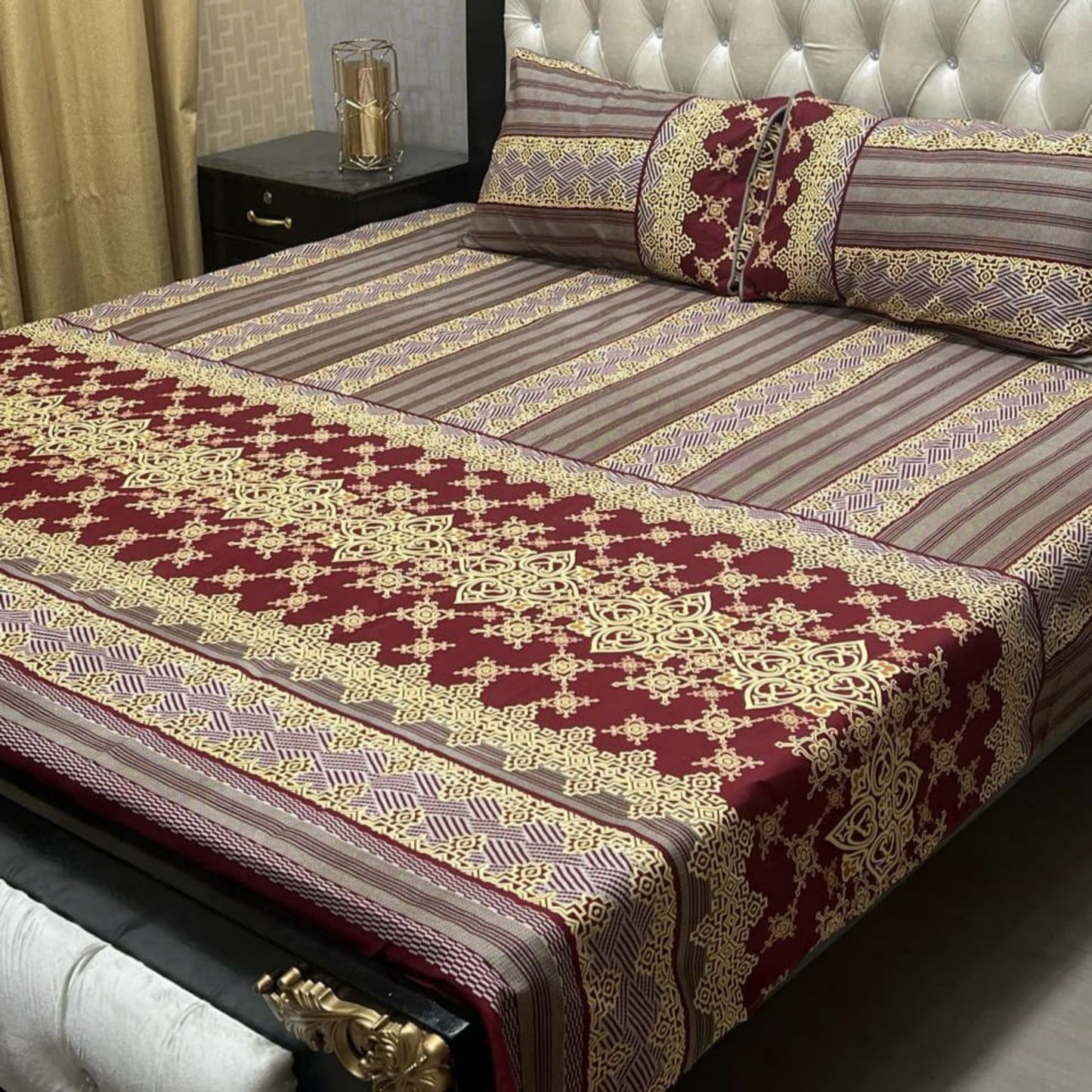 ๐ฏ๐ Bed sheet Cotton Satin King size (95*90) Premium Quality