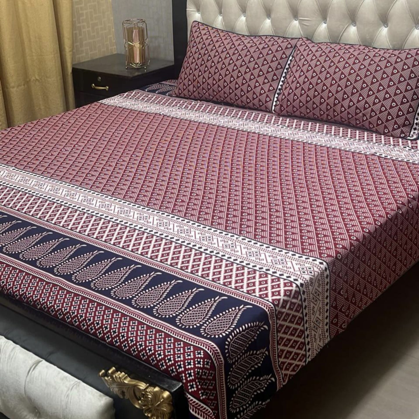๐ฏ๐ Bed sheet Cotton Satin King size (95*90) Premium Quality