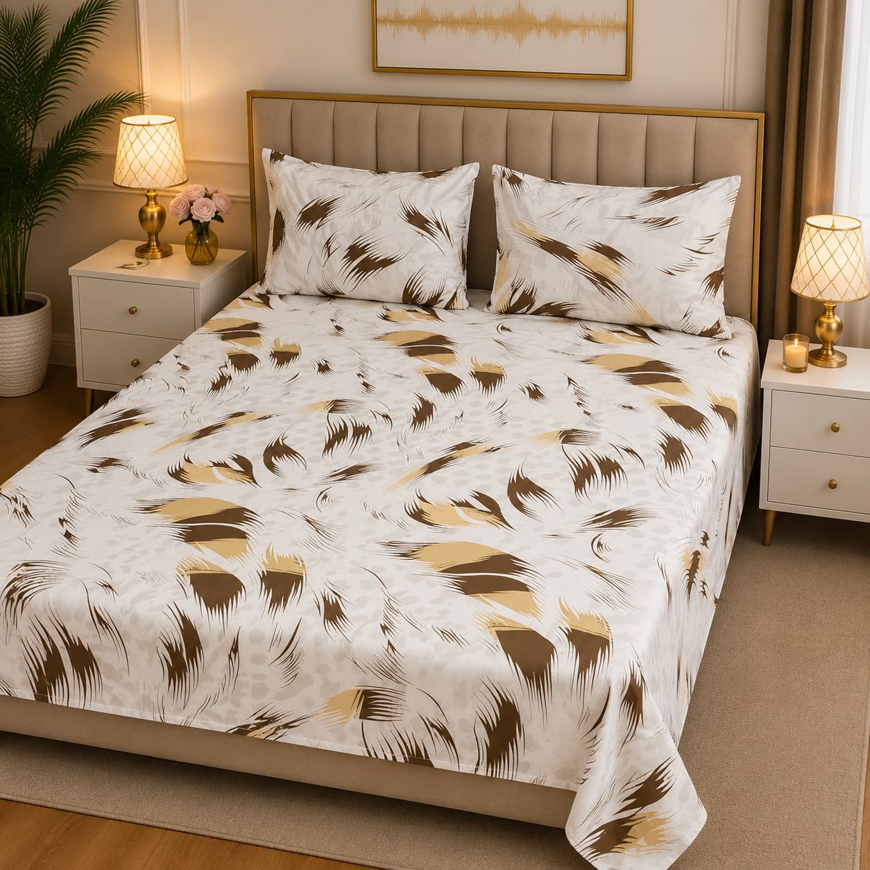 3D Pure Cotton Bed Sheet