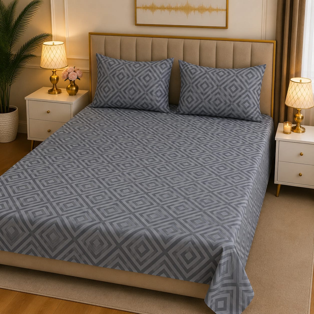 3D Pure Cotton Bed Sheet