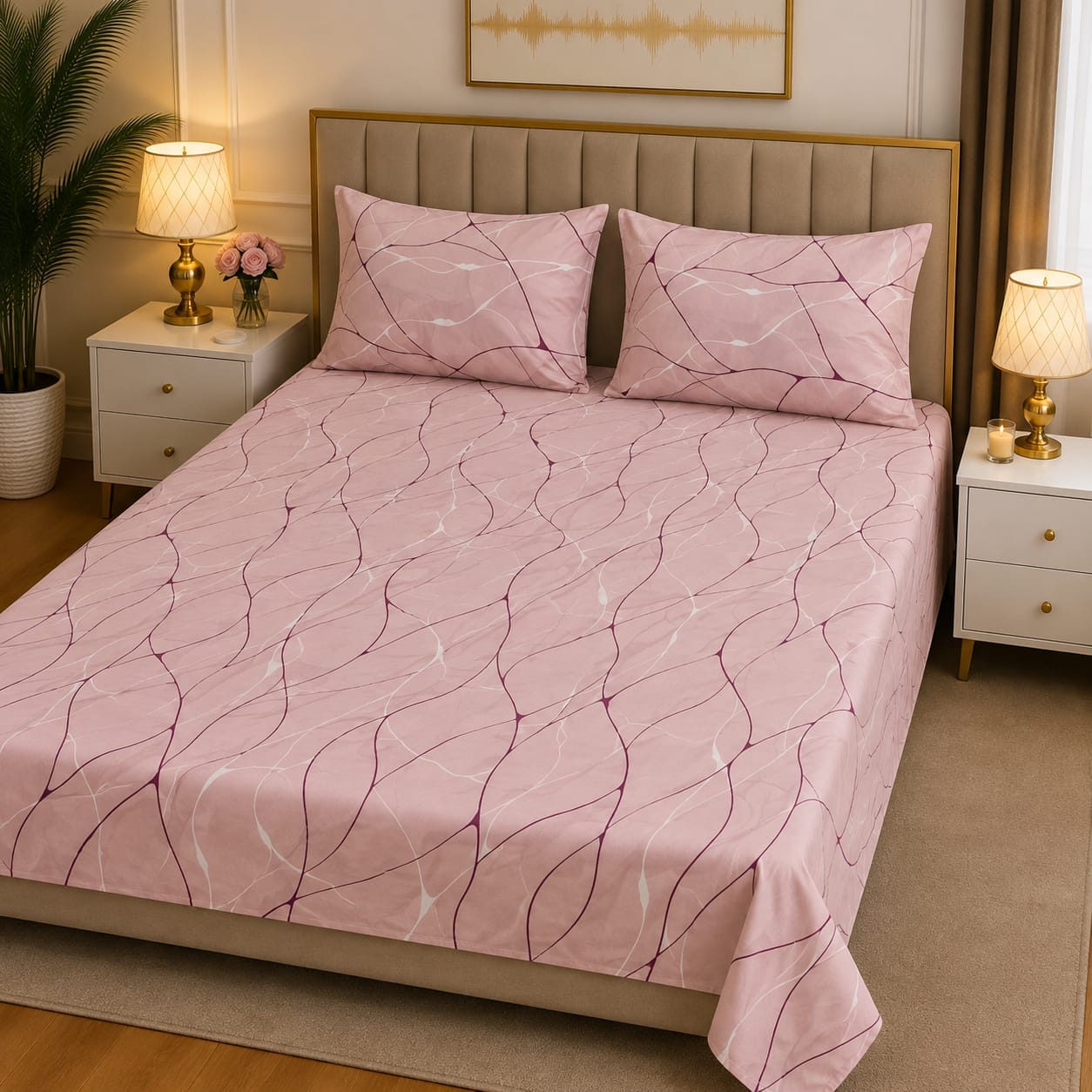 3D Pure Cotton Bed Sheet