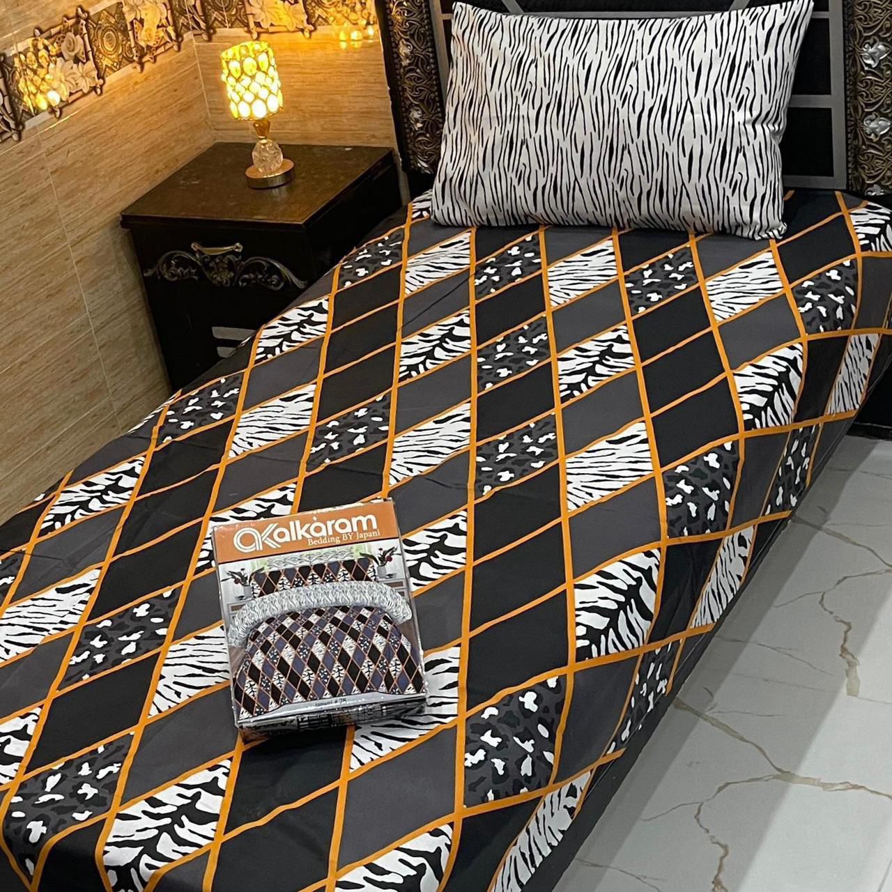 alkaram 4Pc Cotton Single Pair Bedsheet