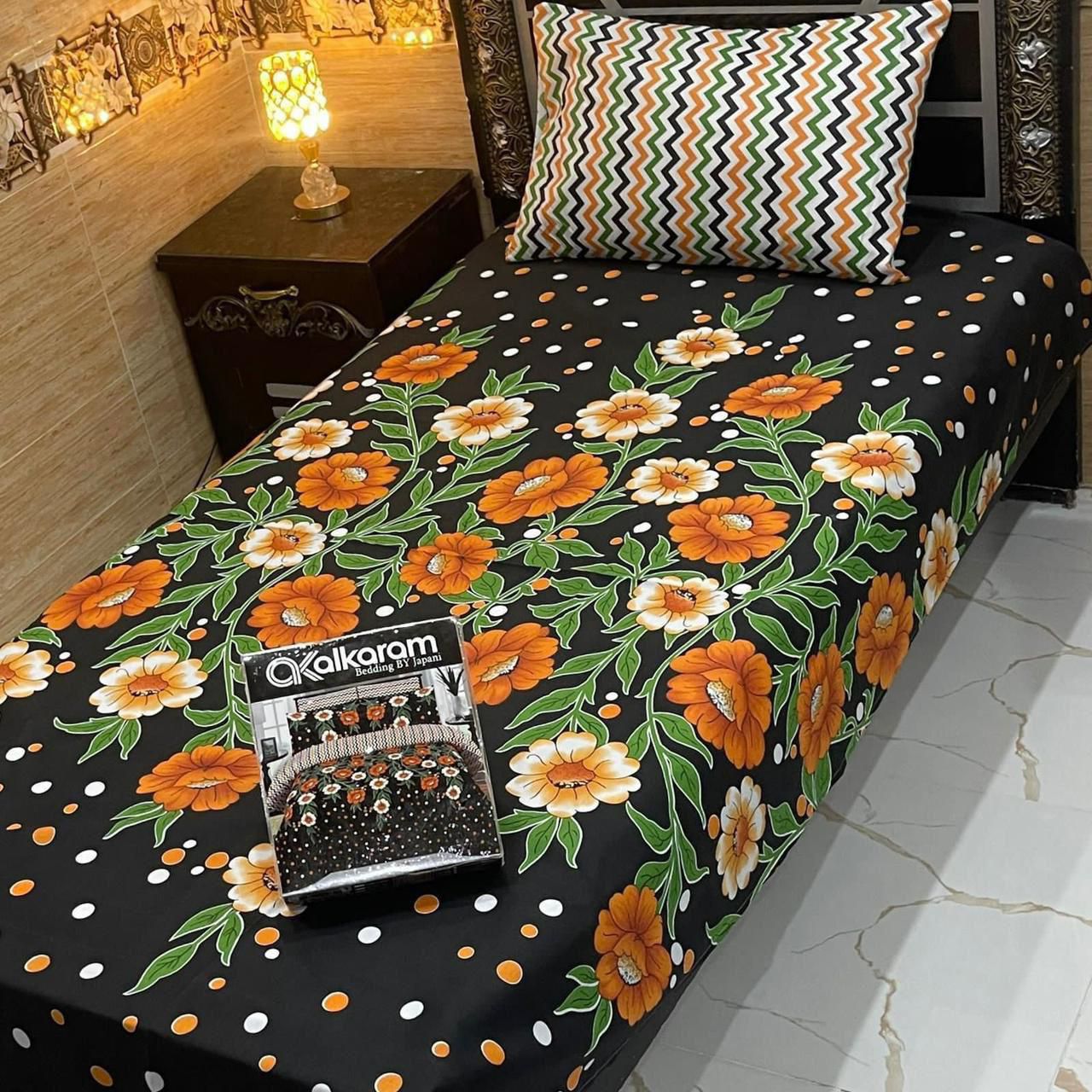 alkaram 4Pc Cotton Single Pair Bedsheet