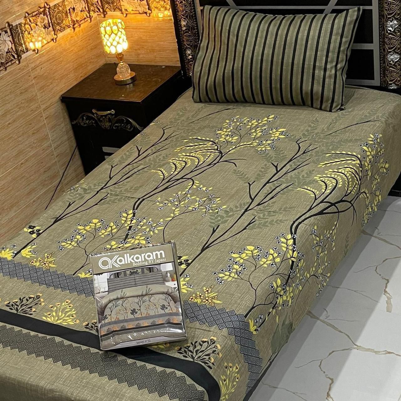 alkaram 4Pc Cotton Single Pair Bedsheet