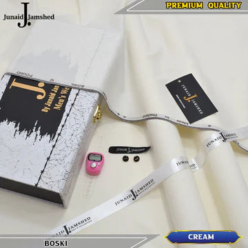 J. Imported 12 Pound Bosky With Luxury Box & Bag + Button + Tasbeeh ( Cream )