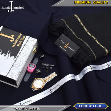J. Business Class 4 Season Wash N Wear With Luxury Box & Bag + Button + Tasbeeh + Rolex Watch + Cufflinks + Shawl