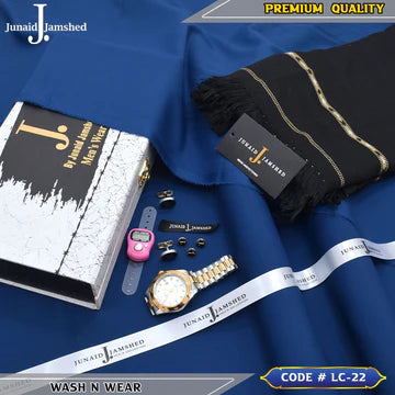 J. Business Class 4 Season Wash N Wear With Luxury Box & Bag + Button + Tasbeeh + Rolex Watch + Cufflinks + Shawl