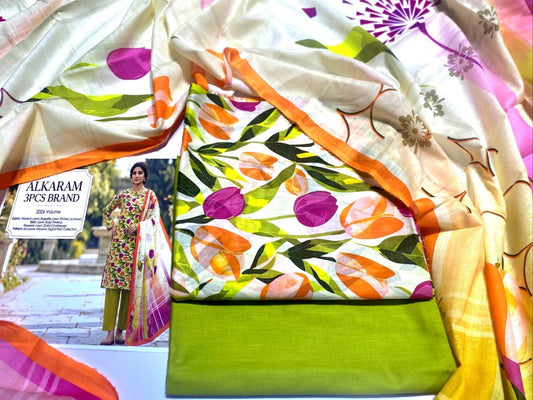 Unstitched Alkaram Lawn 3PC'S