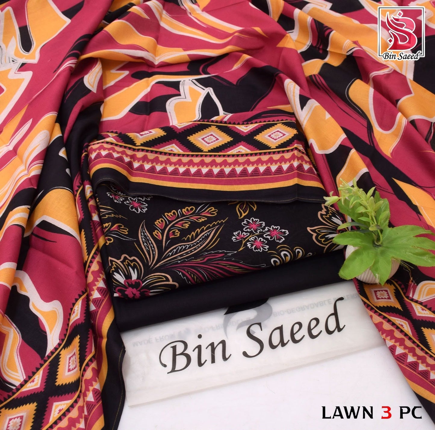 BIN SAEED ORIGINAL 3PC UNSTITCHED SUIT