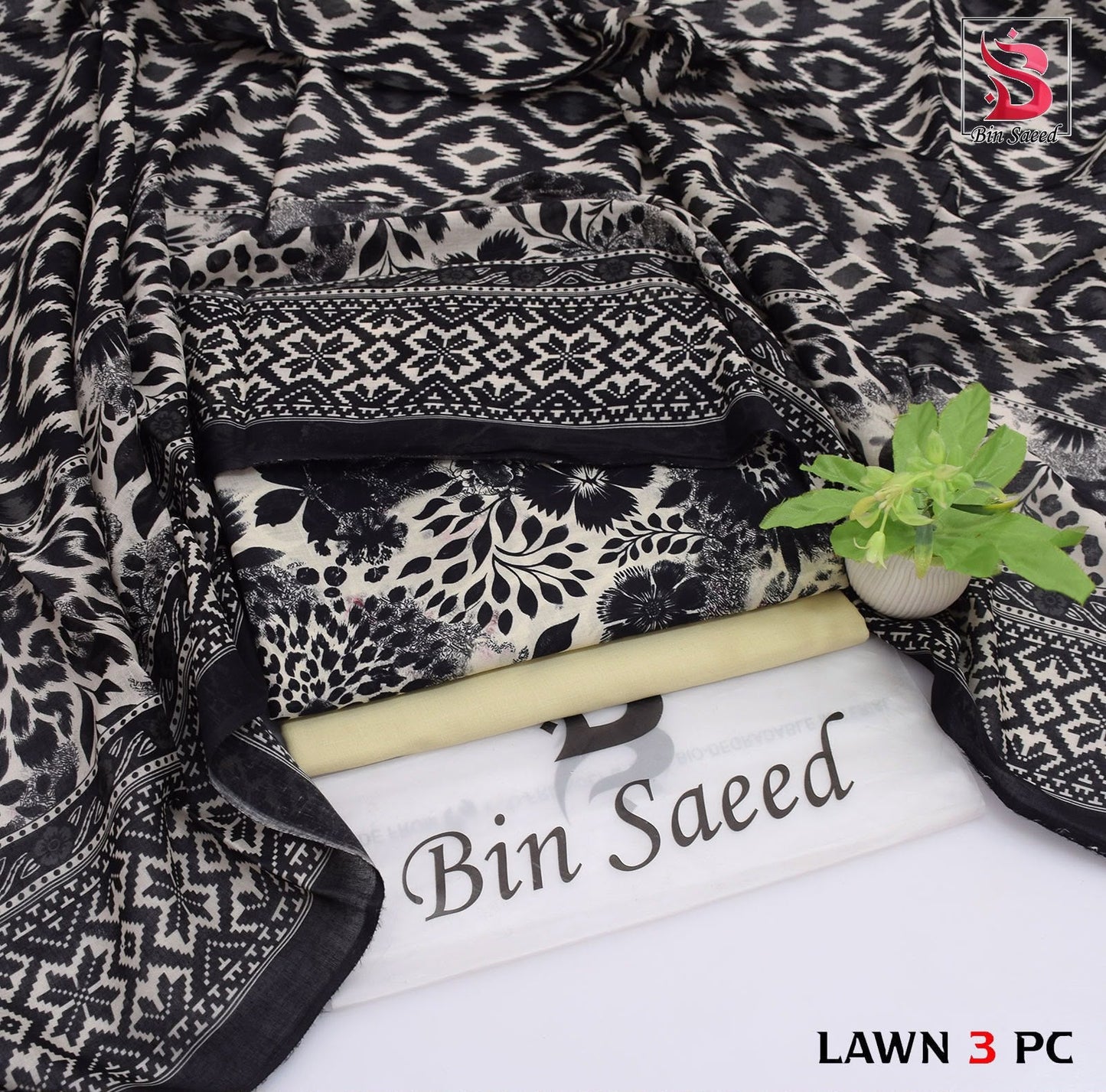 BIN SAEED ORIGINAL 3PC UNSTITCHED SUIT