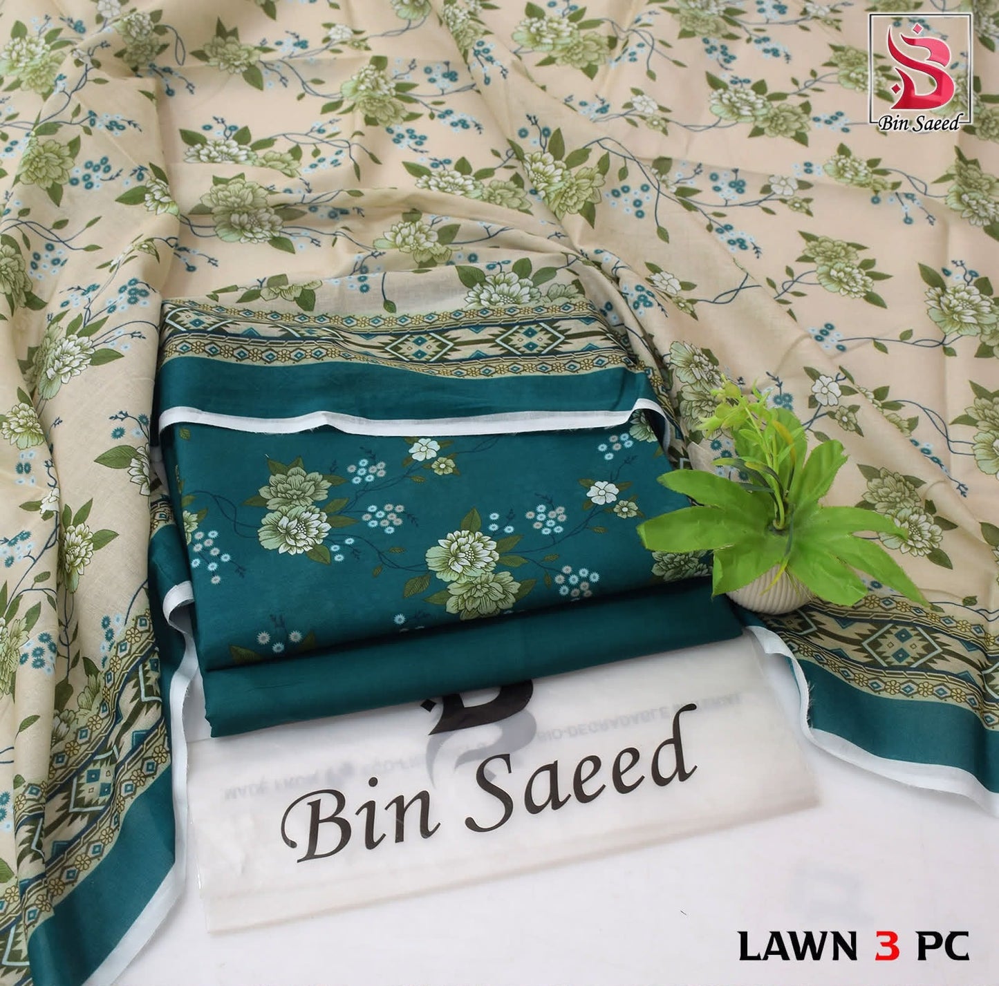 BIN SAEED ORIGINAL 3PC UNSTITCHED SUIT