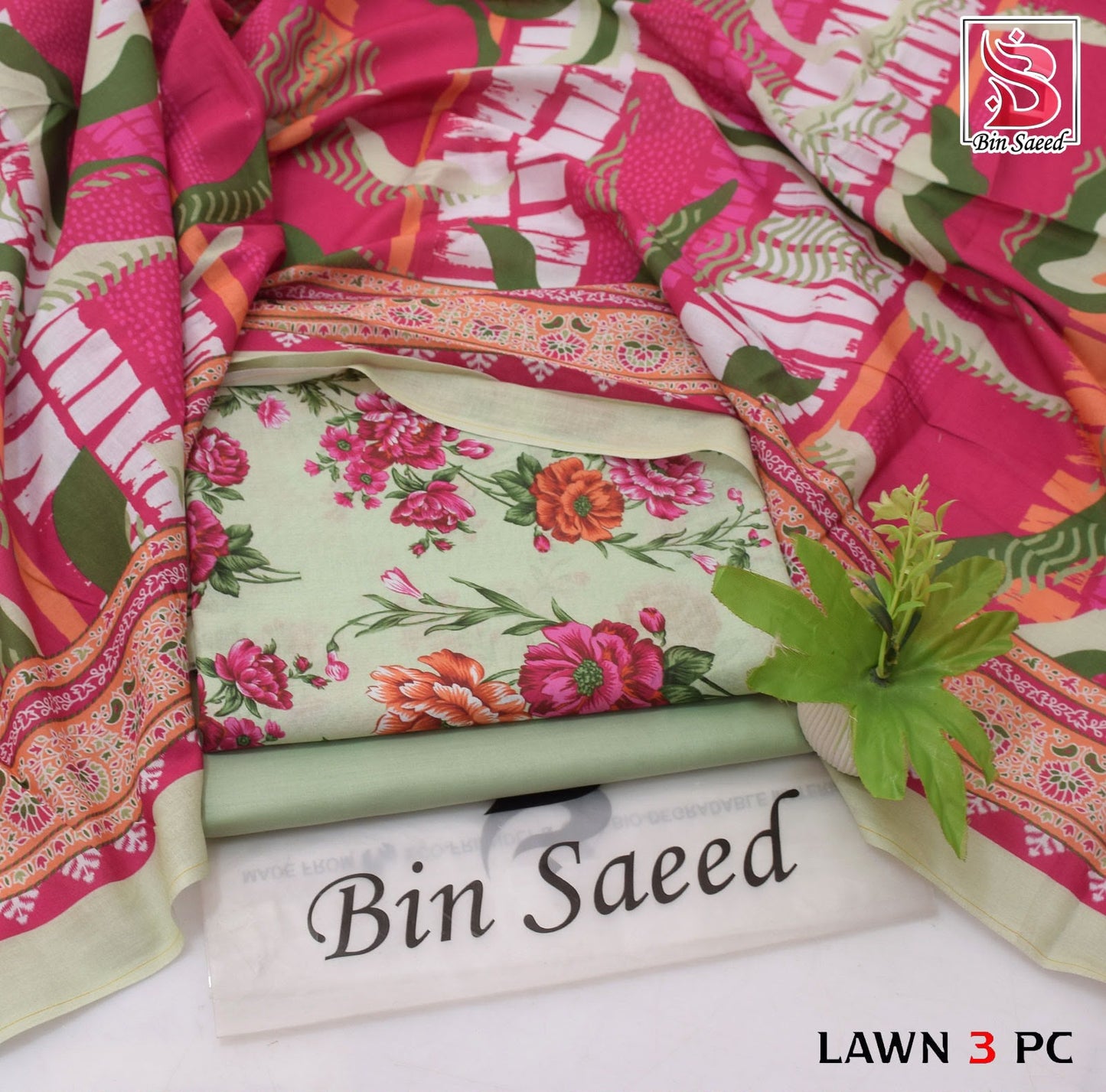 BIN SAEED ORIGINAL 3PC UNSTITCHED SUIT