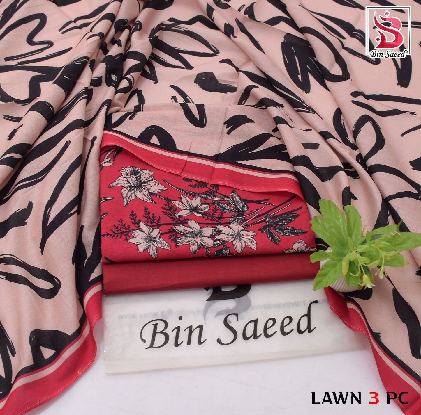 BIN SAEED ORIGINAL 3PC UNSTITCHED SUIT