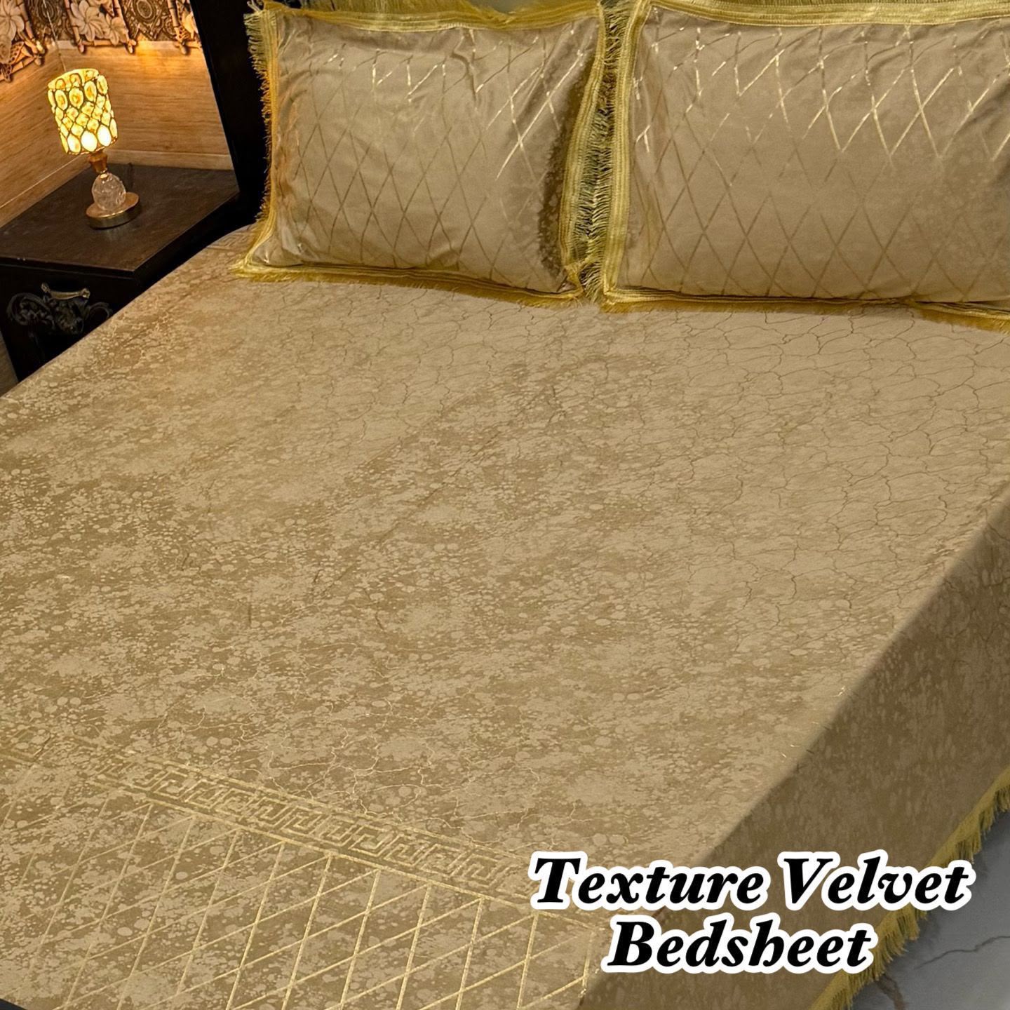 Luxury 3PC Texture Velvet 3PC Bedsheet โ King Size