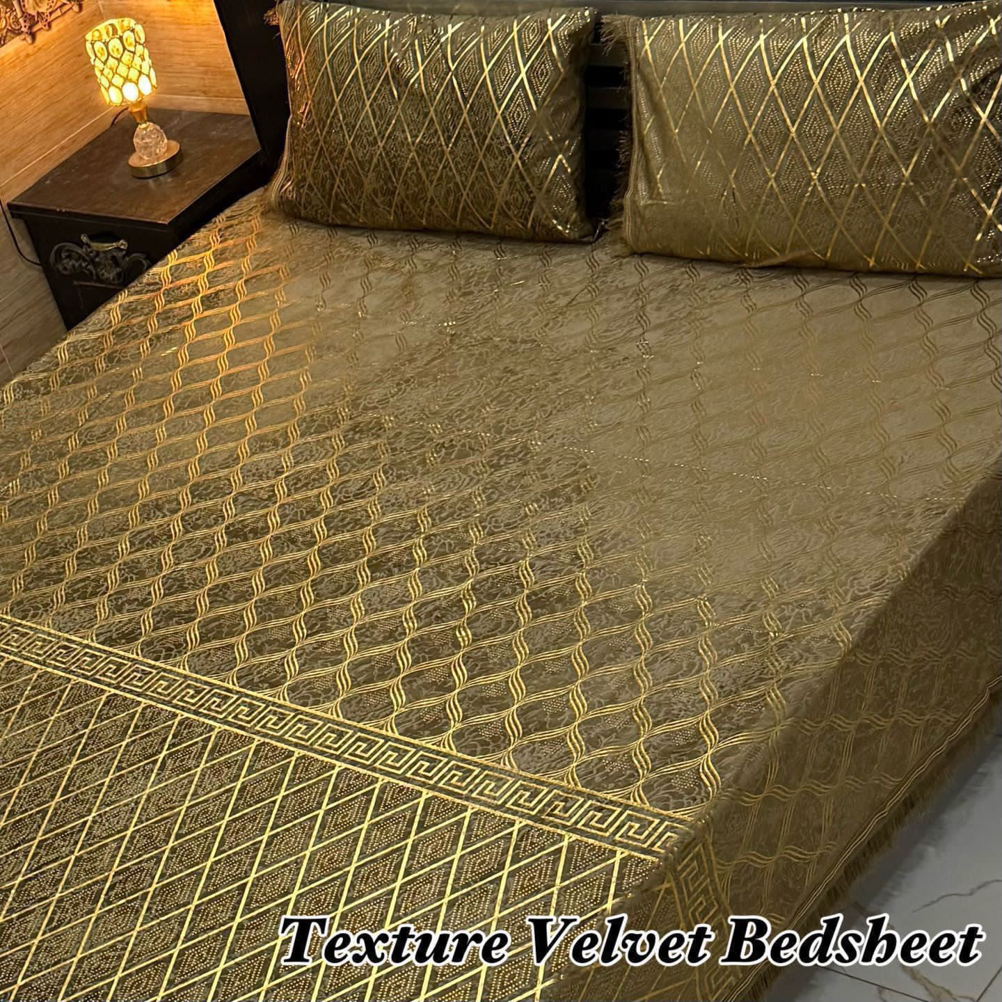Luxury 3PC Texture Velvet 3PC Bedsheet – King Size