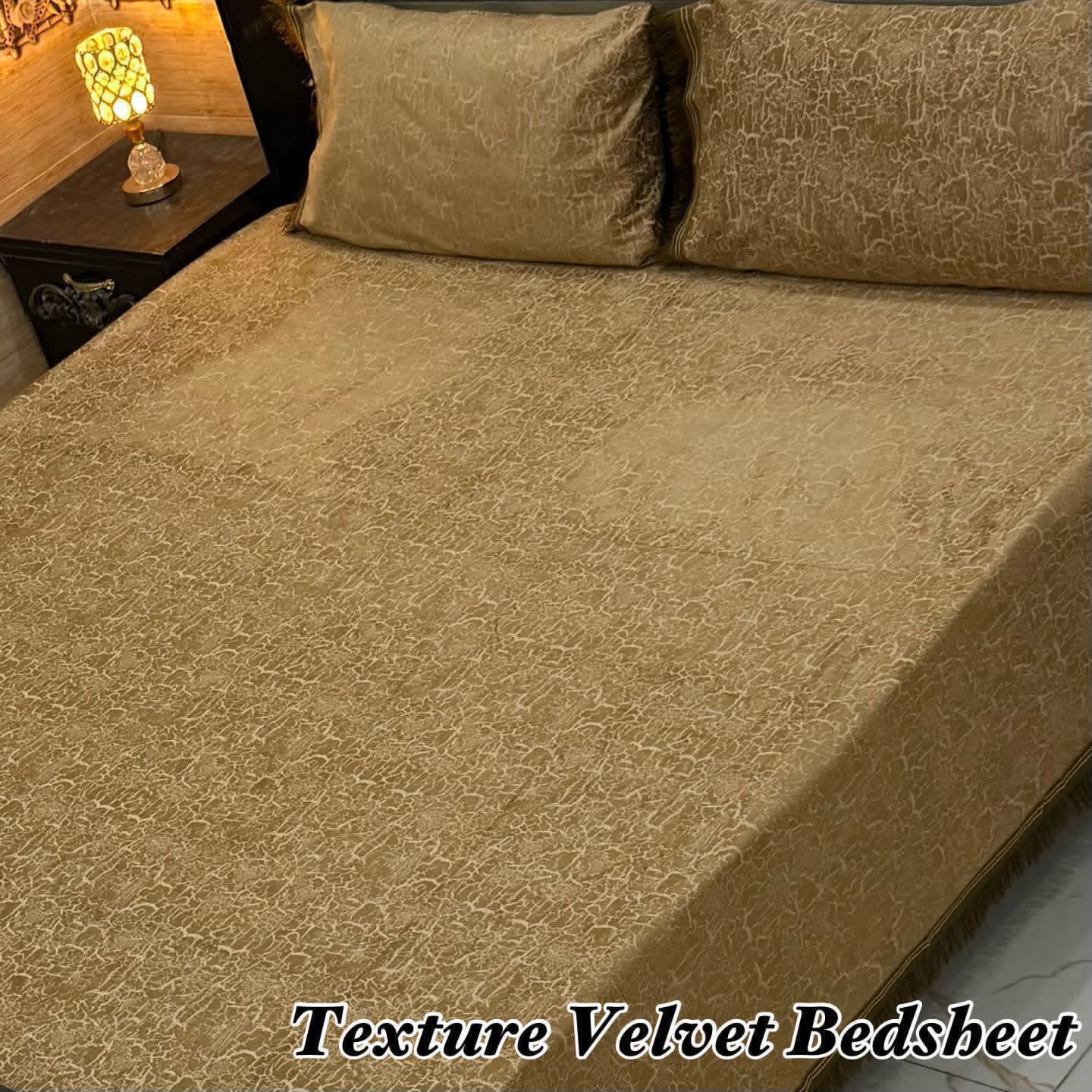 Luxury 3PC Texture Velvet 3PC Bedsheet โ King Size