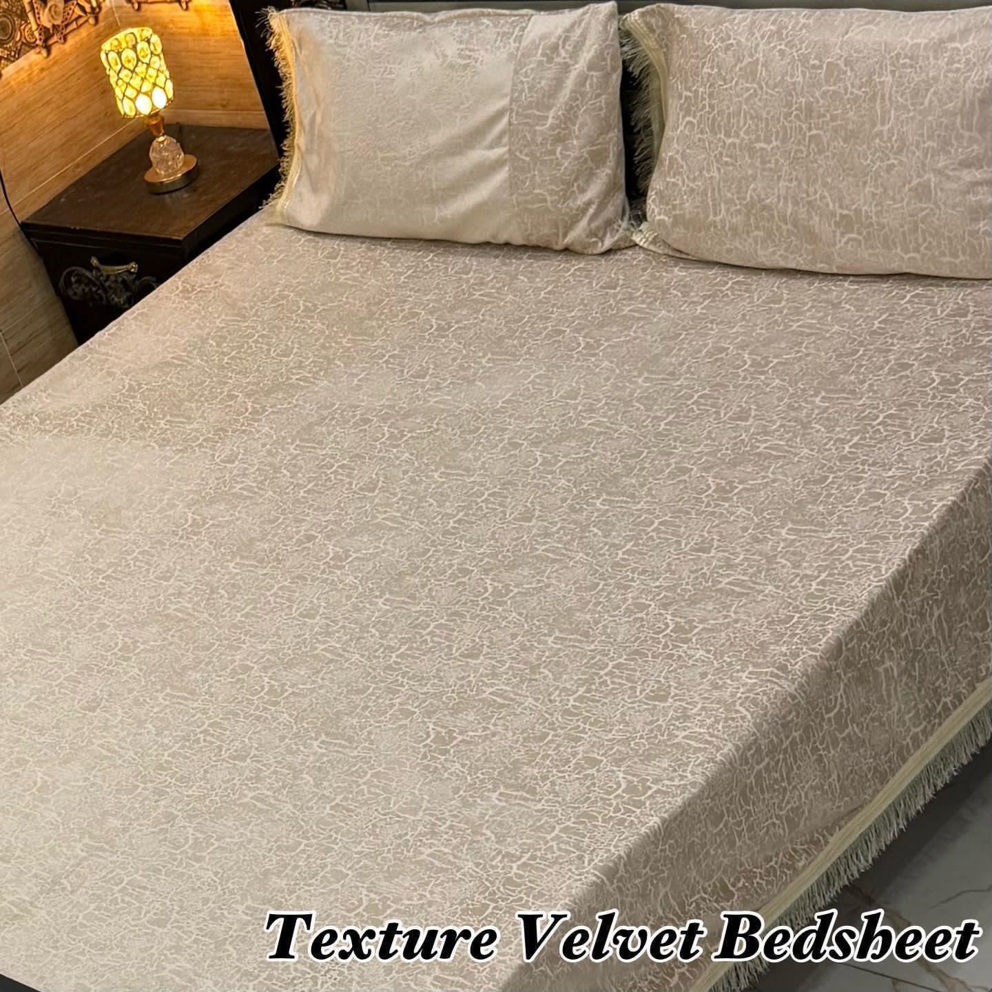 Luxury 3PC Texture Velvet 3PC Bedsheet โ King Size