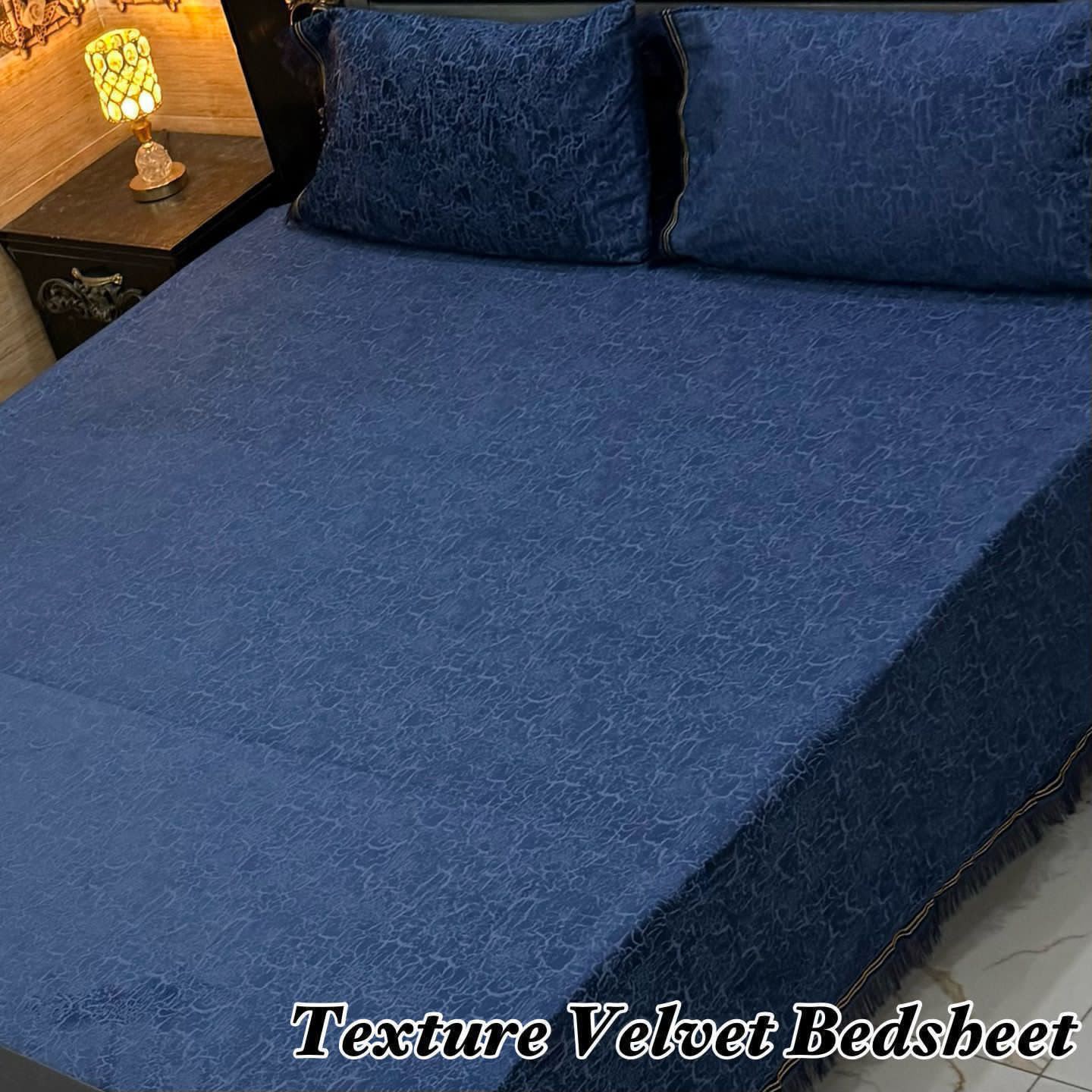 Luxury 3PC Texture Velvet 3PC Bedsheet – King Size