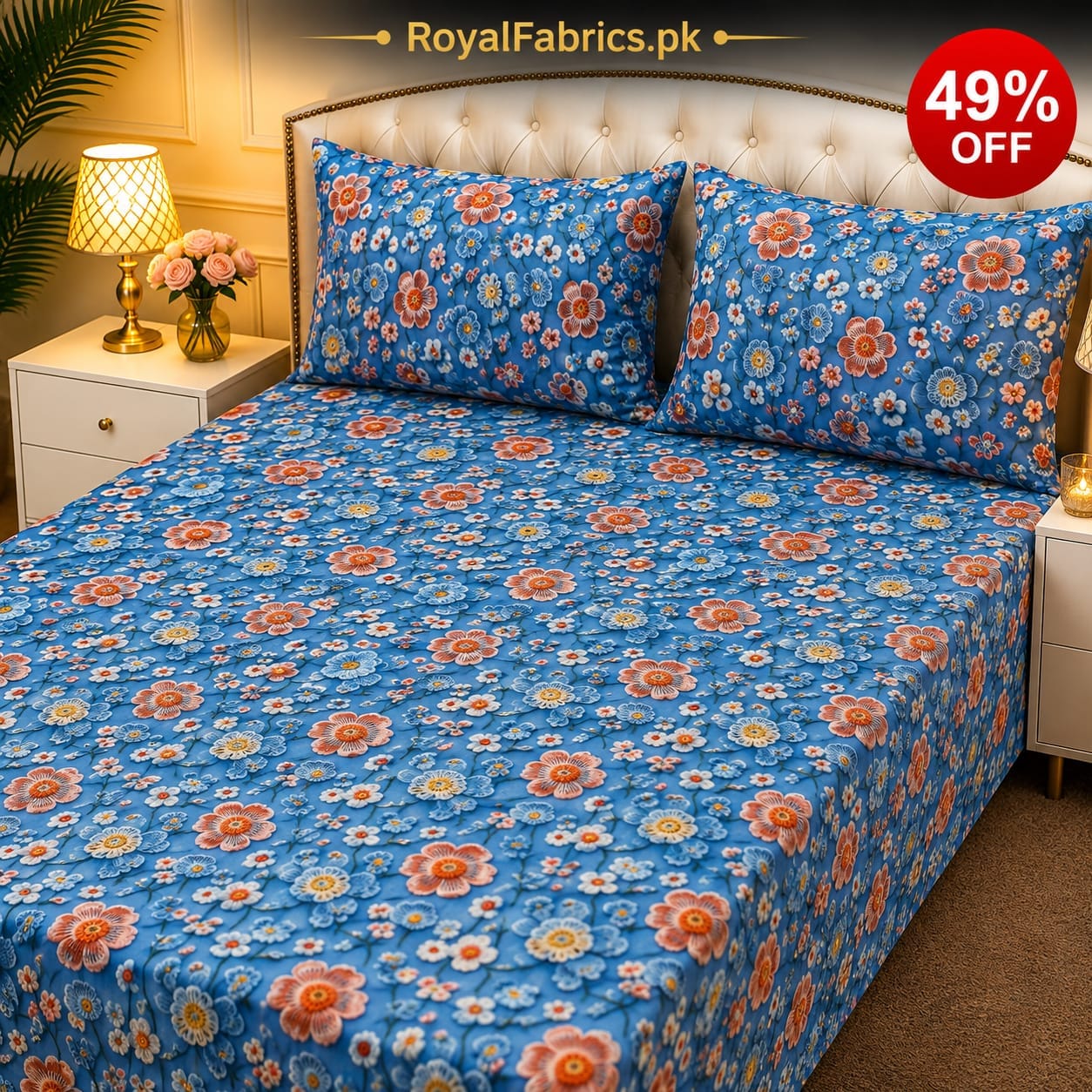 7D Digital Printed Cotton Bed Sheet