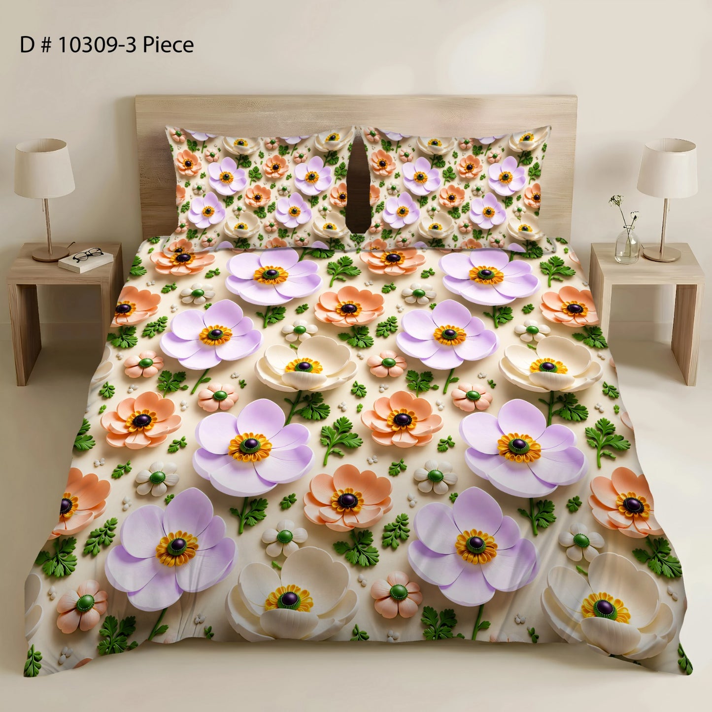 BEDIOR 3PCS DIGITAL 5D BED SHEET SET