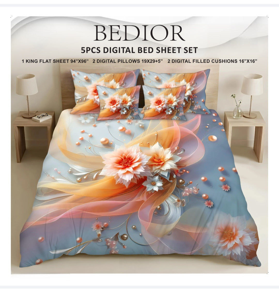 BEDIOR 5PCS DIGITAL 5D BED SHEET SET