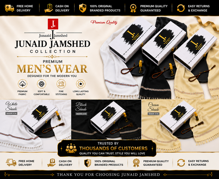 J. JUNAID JAMSHED MEN SHAWL WITH BOX
