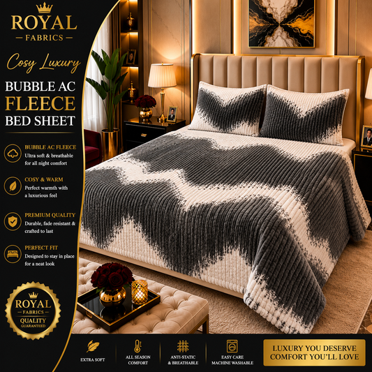 Ultra Soft Bubble Stripe Fleece Bed Sheet