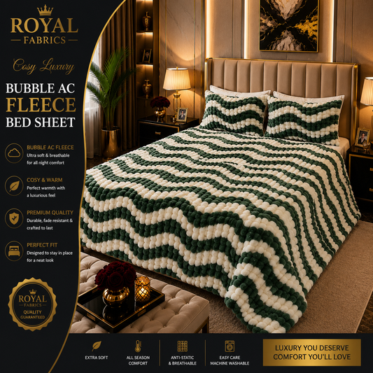 Ultra Soft Bubble Stripe Fleece Bed Sheet