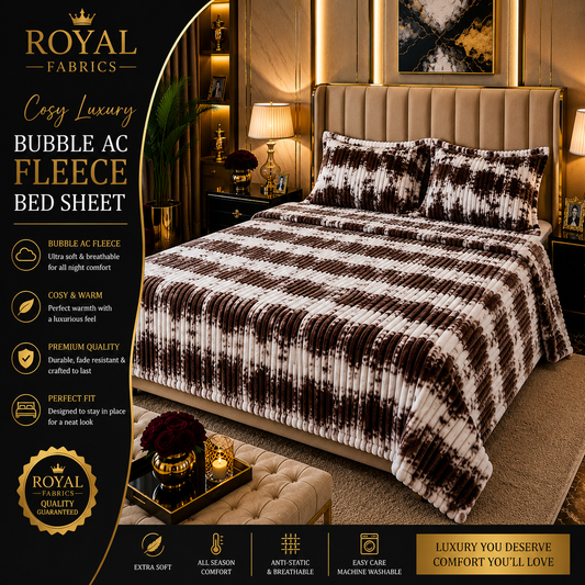 Ultra Soft Bubble Stripe Fleece Bed Sheet