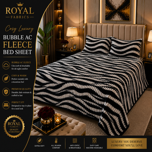 Ultra Soft Bubble Stripe Fleece Bed Sheet