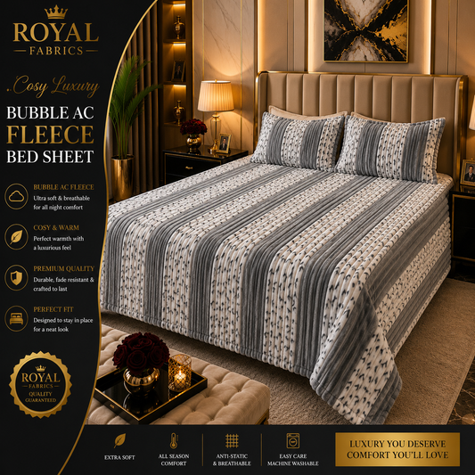 Ultra Soft Bubble Stripe Fleece Bed Sheet