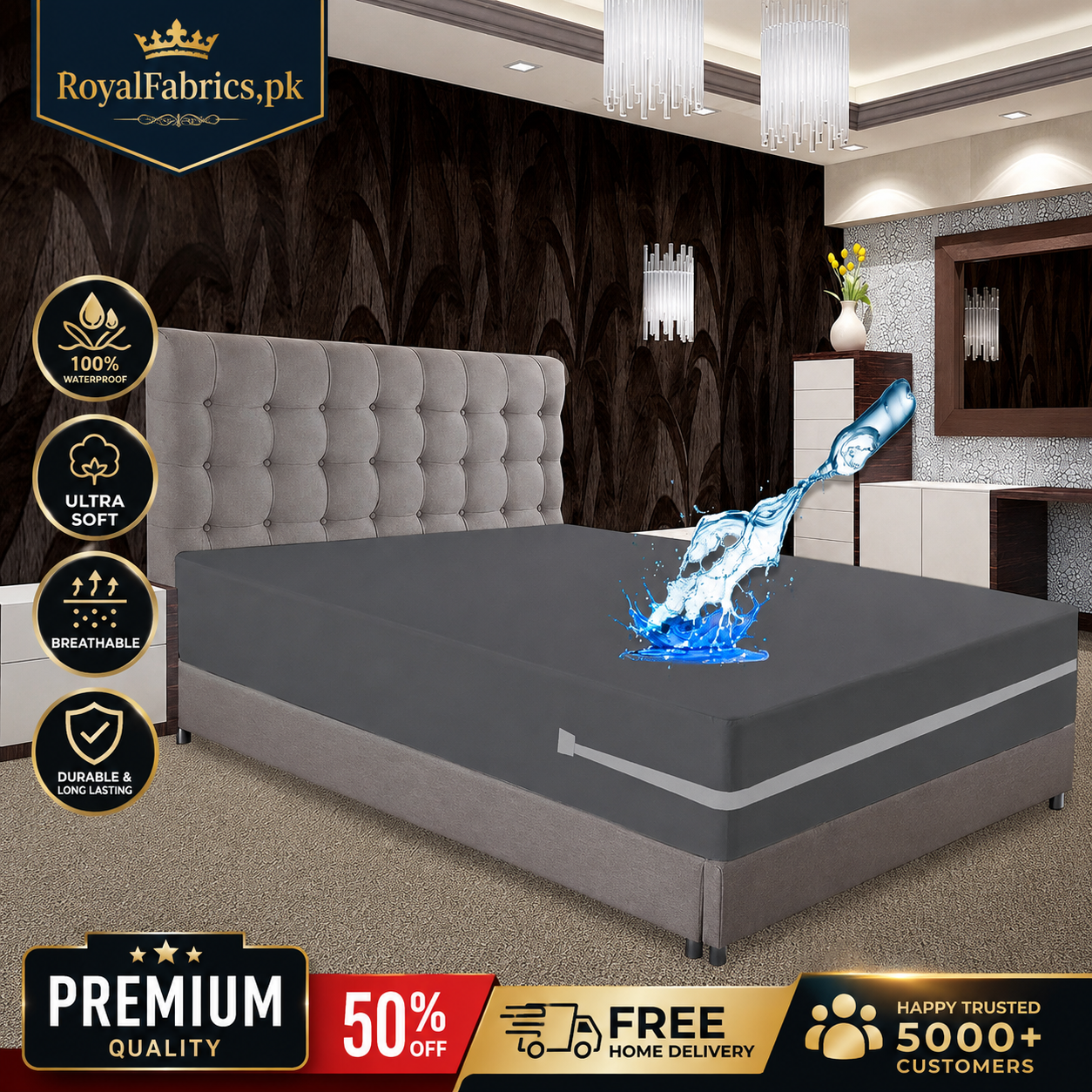 ZIPPER WATERPROOF MATTRESS Protector (Cover)