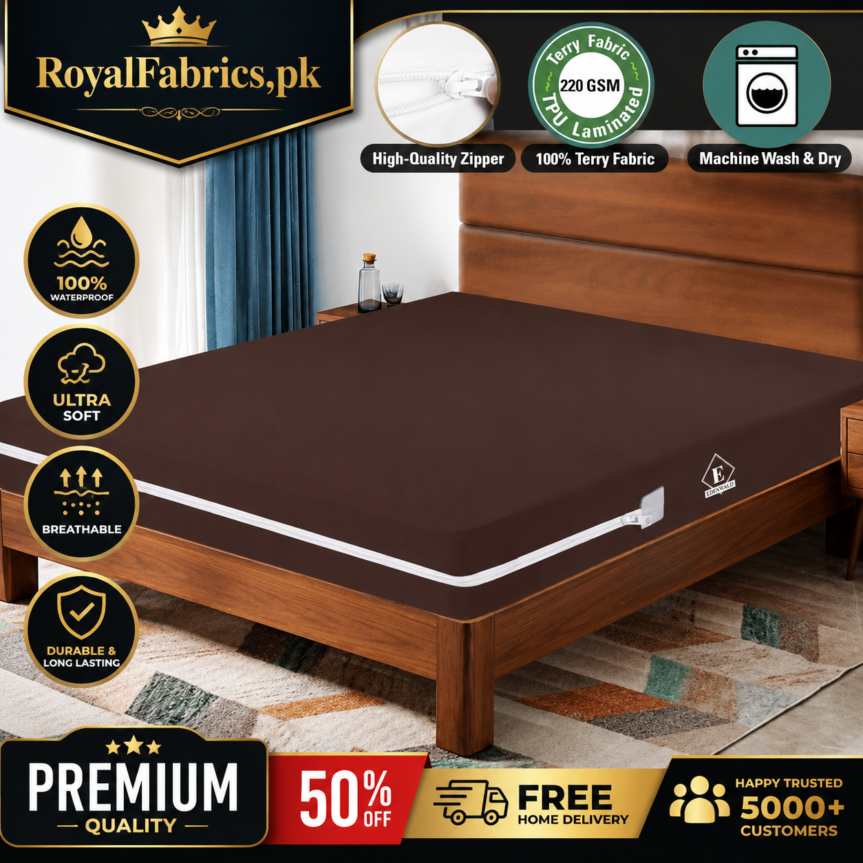 ZIPPER WATERPROOF MATTRESS Protector (Cover)