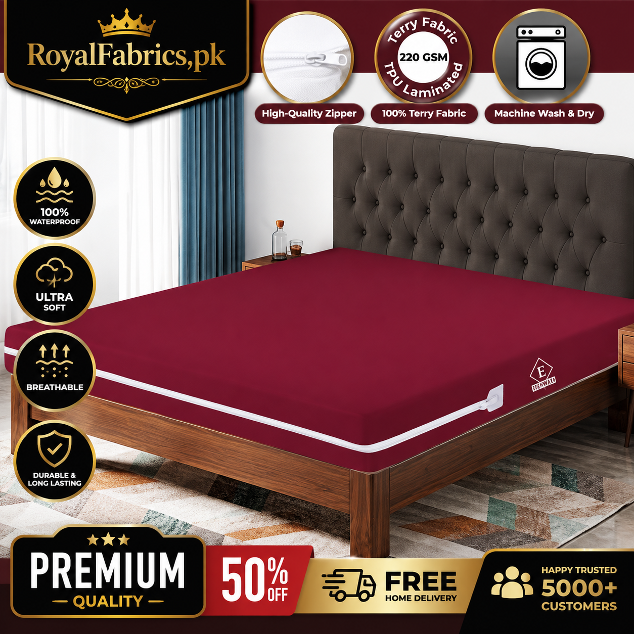 ZIPPER WATERPROOF MATTRESS Protector (Cover)
