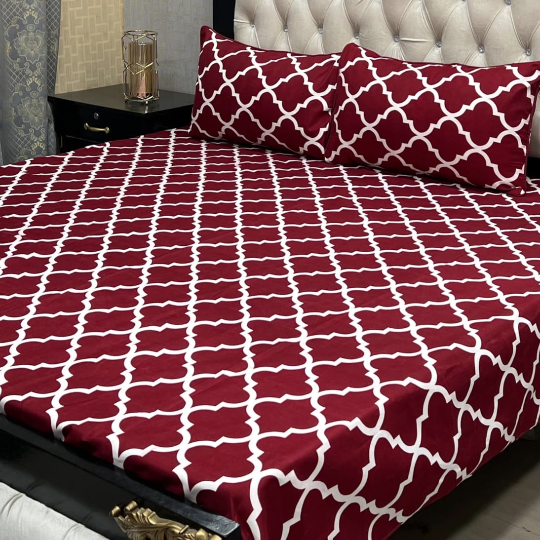 𝟯𝗗 Bed sheet Cotton Satin King size (95*90) Premium Quality