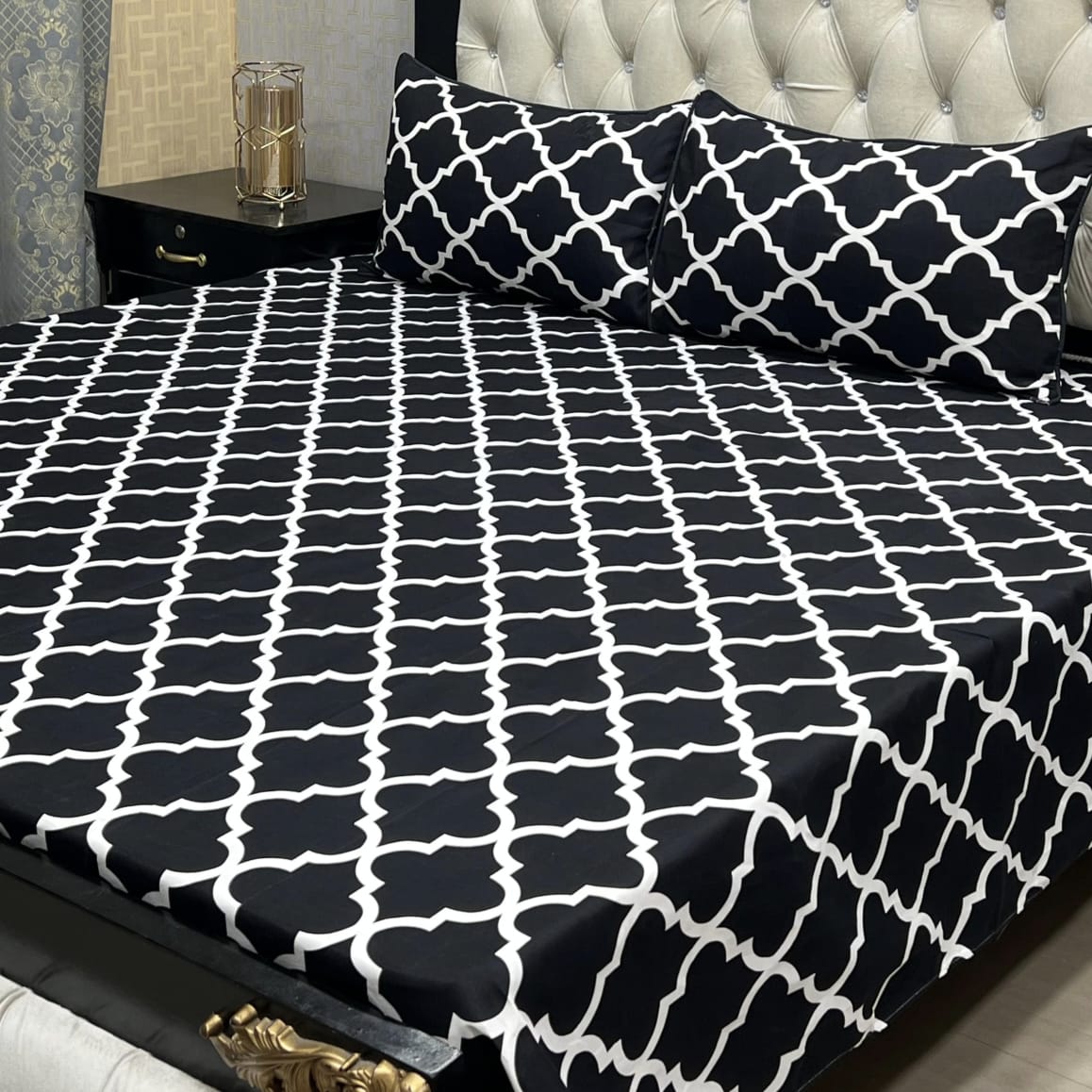 𝟯𝗗 Bed sheet Cotton Satin King size (95*90) Premium Quality