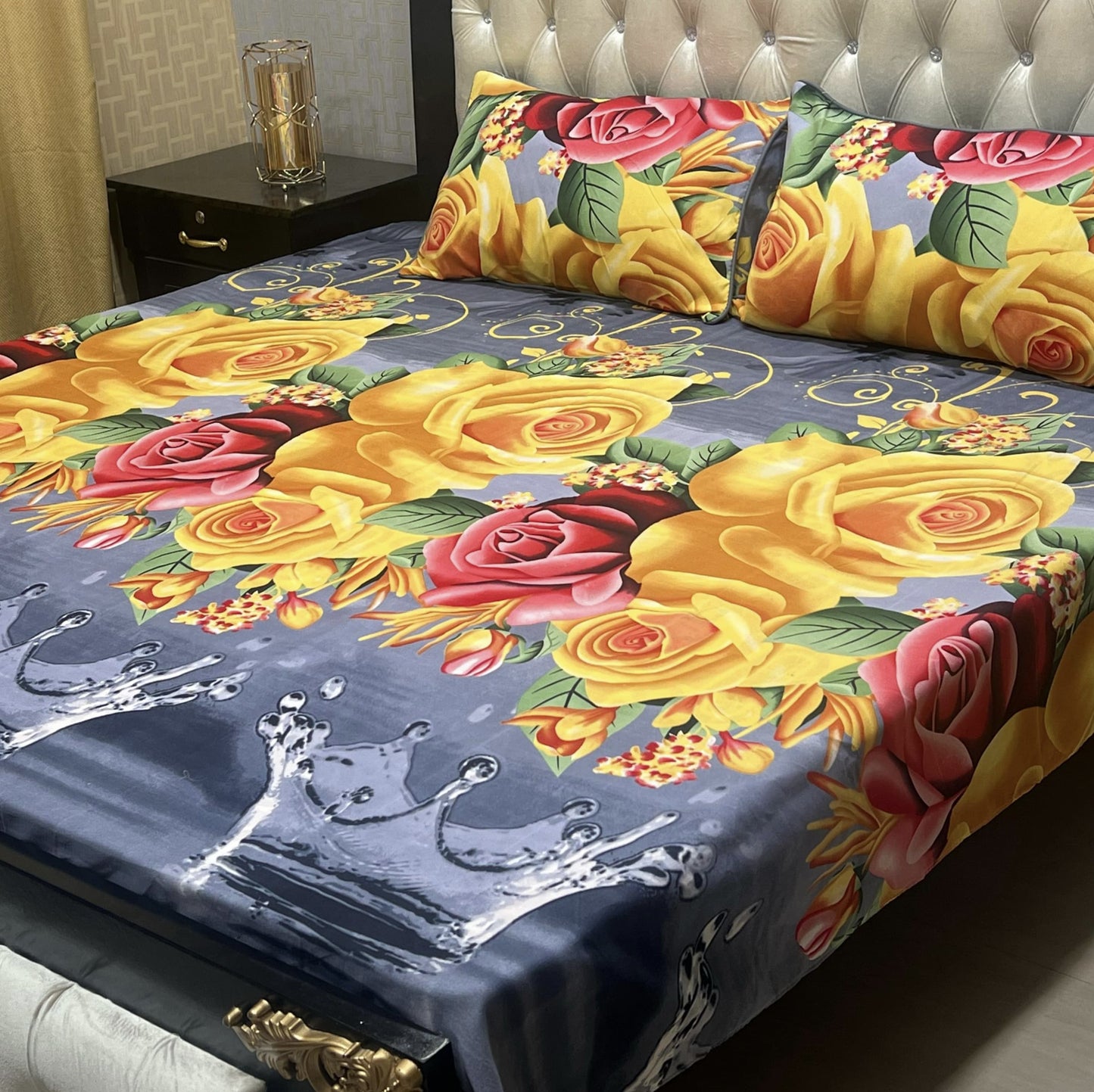 𝟯𝗗 Bed sheet Cotton Satin King size (95*90) Premium Quality