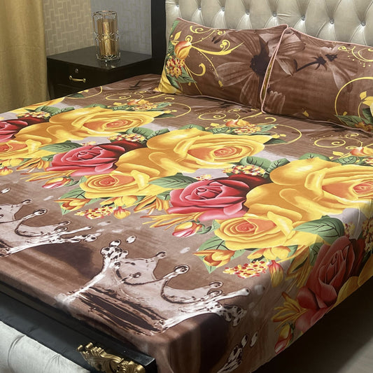 𝟯𝗗 Bed sheet Cotton Satin King size (95*90) Premium Quality