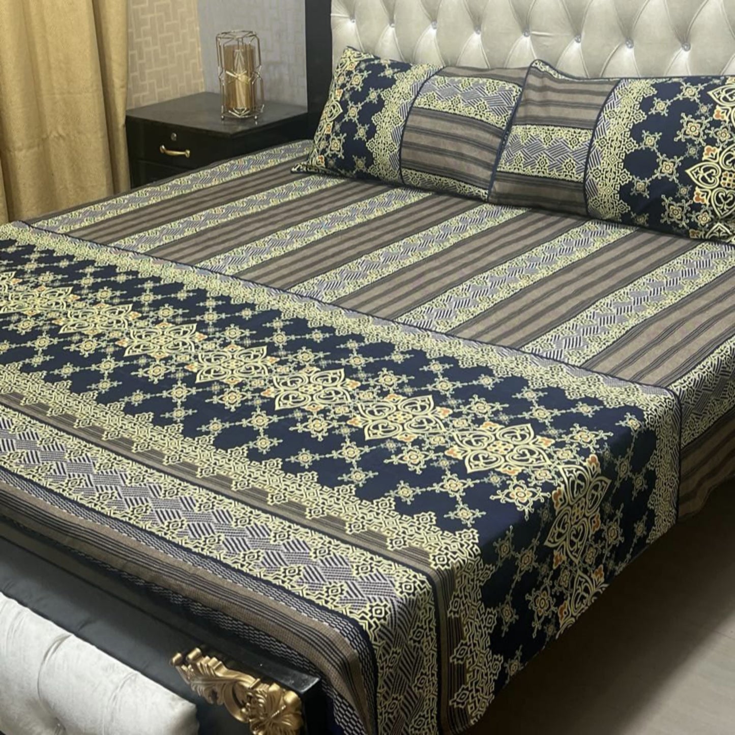 𝟯𝗗 Bed sheet Cotton Satin King size (95*90) Premium Quality