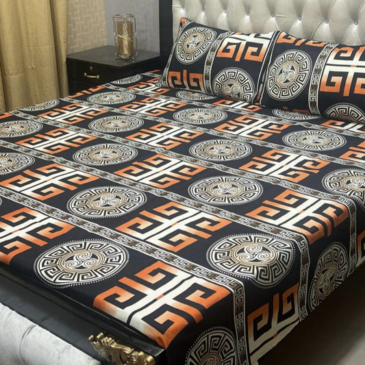 𝟯𝗗 Bed sheet Cotton Satin King size (95*90) Premium Quality