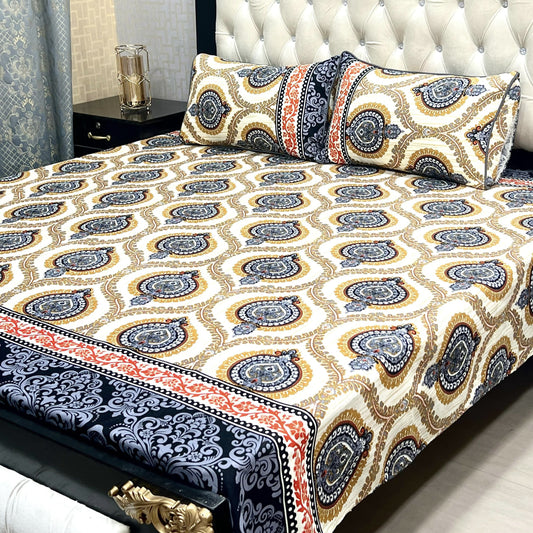𝟯𝗗 Bed sheet Cotton Satin King size (95*90) Premium Quality