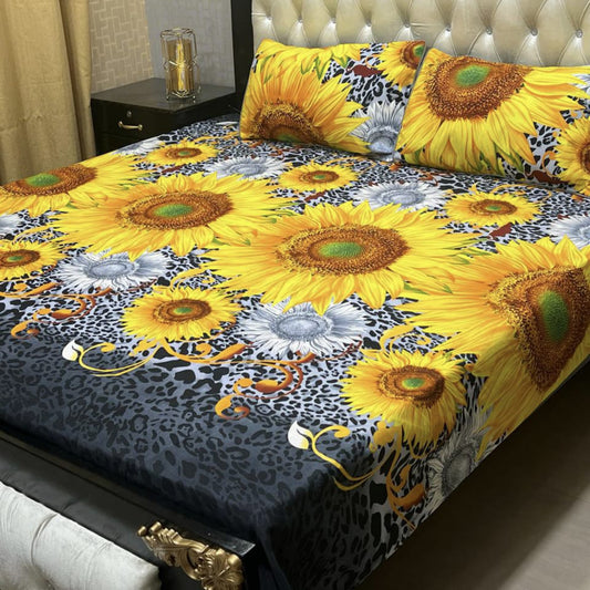 𝟯𝗗 Bed sheet Cotton Satin King size (95*90) Premium Quality