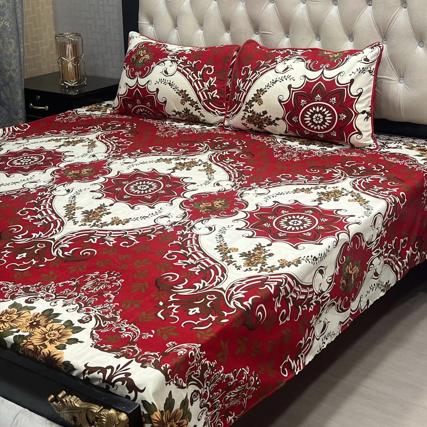 𝟯𝗗 Bed sheet Cotton Satin King size (95*90) Premium Quality