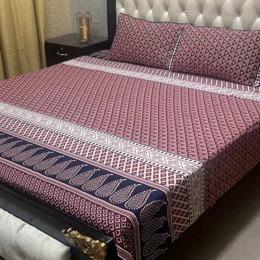𝟯𝗗 Bed sheet Cotton Satin King size (95*90) Premium Quality