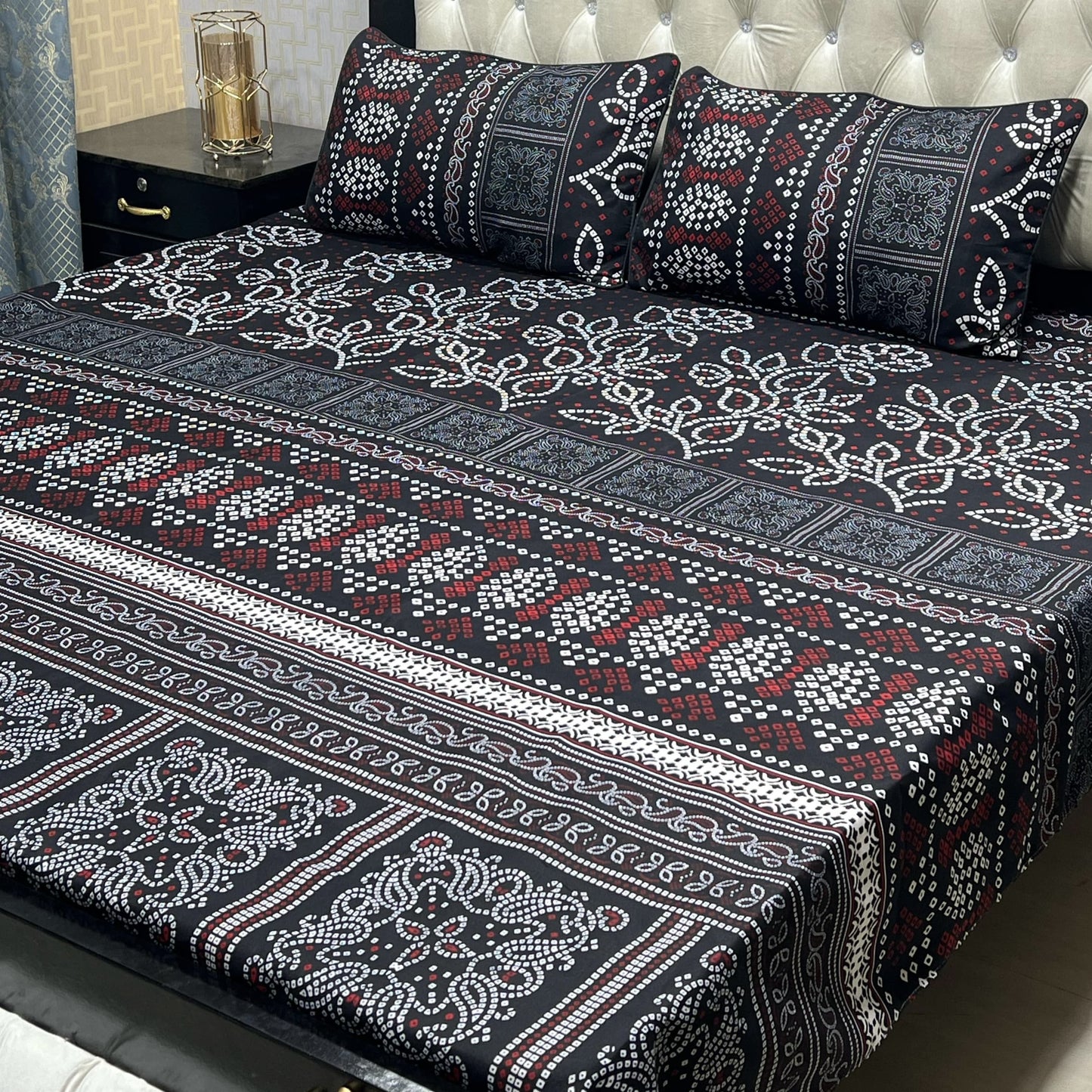 𝟯𝗗 Bed sheet Cotton Satin King size (95*90) Premium Quality
