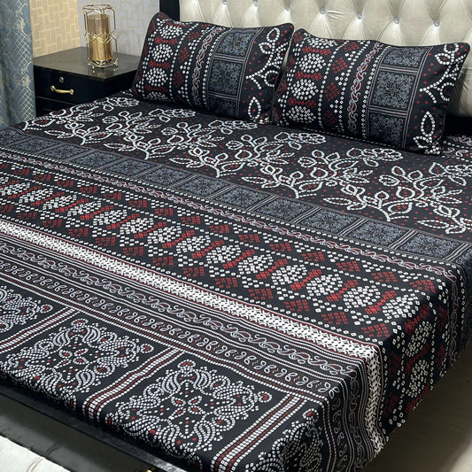 𝟯𝗗 Bed sheet Cotton Satin King size (95*90) Premium Quality