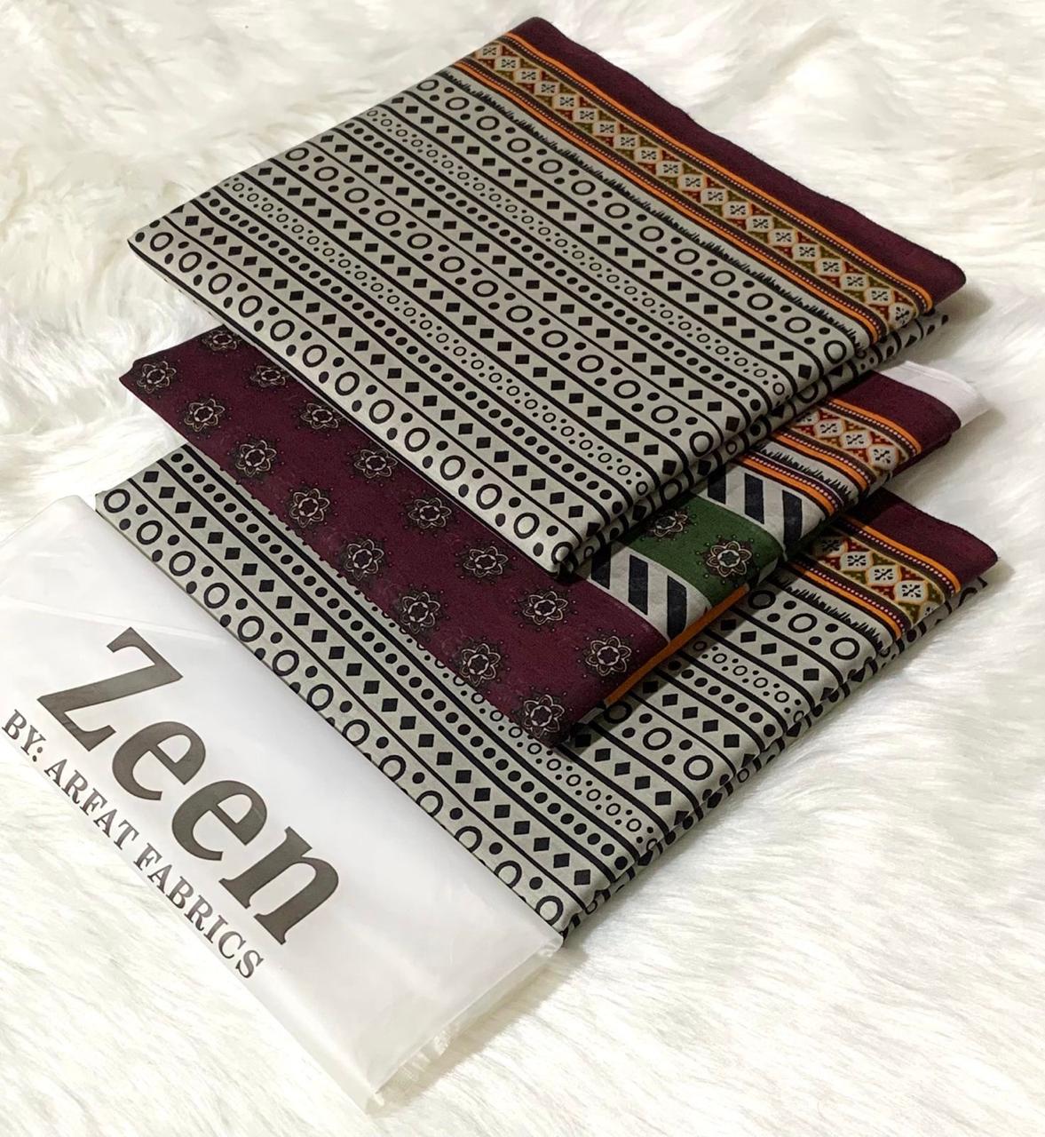 Classic Monochromatic Geometric Print with Signature Maroon Duppata