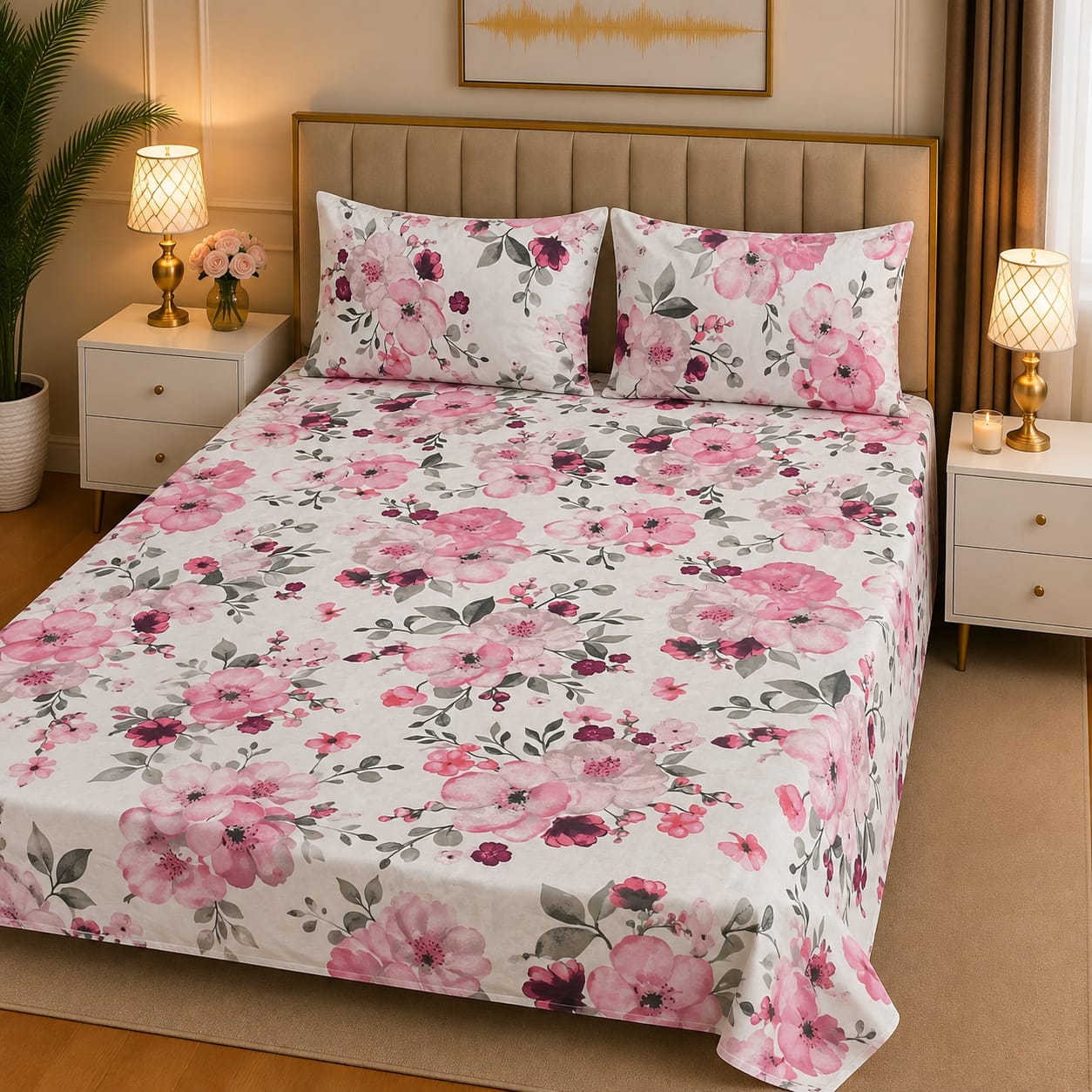 3D Pure Cotton Bed Sheet